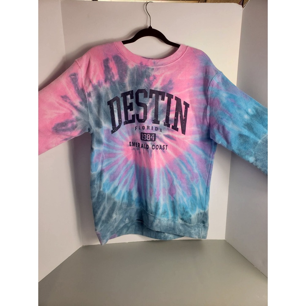Dreamsicle Destin Florida Emerald Coast Tie Dye Sweatshirt Pink Blue‎ Small
